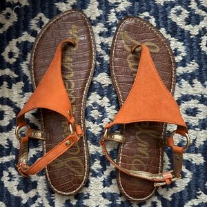 ✨ Sam Edelman Orange Leather Thong Sandals Size 9